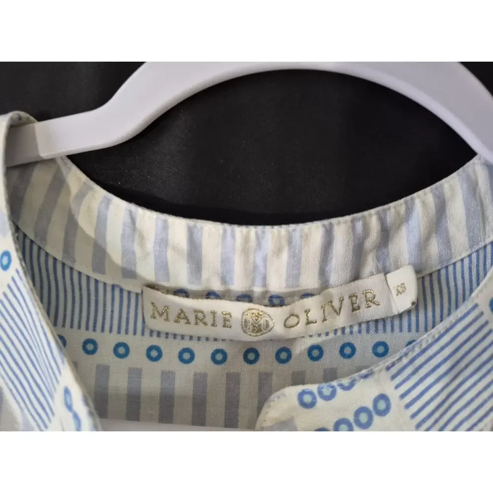 Marie Oliver Womens Lachlan Light Blue Silk Linen Blend Mini Dress